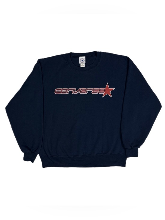 Converse Other - Vtg 90s USA Made Converse Navy Red Graphic Print Crewneck Sweatshirt Men Large